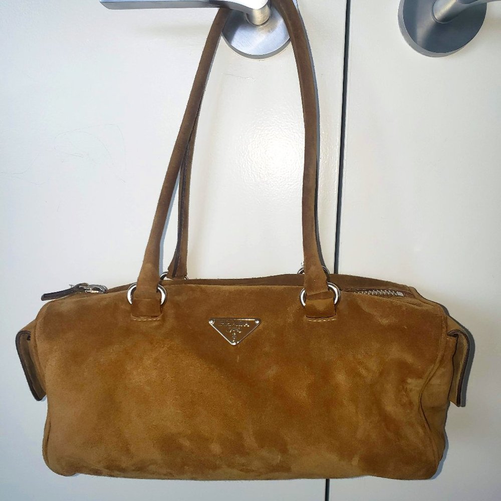 PRADA Suede Leather Shoulder Purse Bag